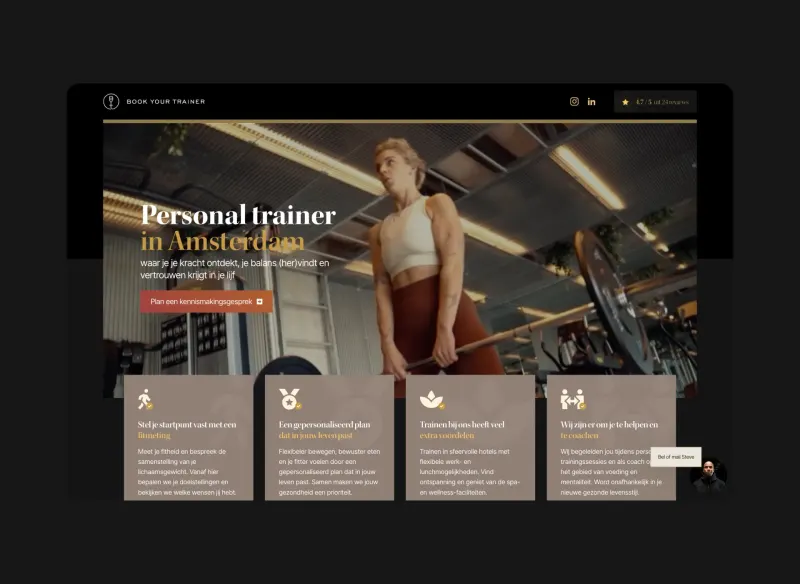 Website van Book Your Trainer